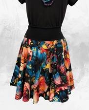 Dámská krátká kolová úpletová sukně,květy Margaret